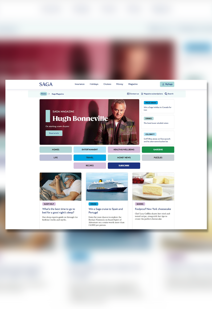 Saga Magazine website, Saga