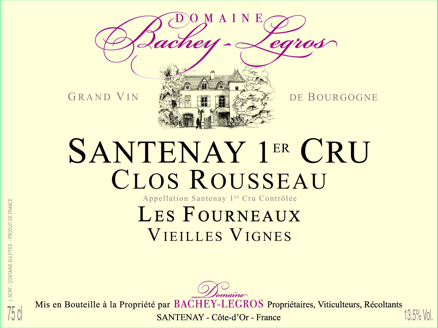 Santenay 1er Cru Clos Rousseau 'Les Fourneaux' Vieilles Vignes Domaine Bachey-Legros