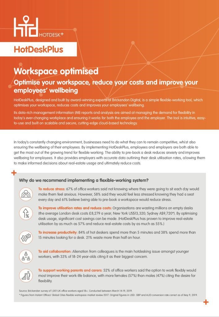 HotDeskPlus: Optimise your workspace, reduce your costs and improve your employees’ wellbeing