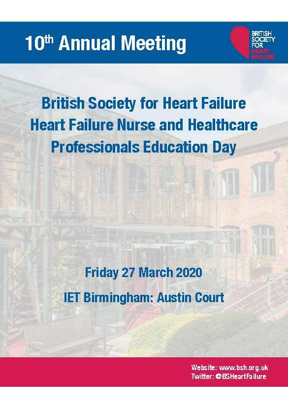 BSH Heart Failure Nurse and Healthcare Professionals Education Day - Friday 27th March 2020