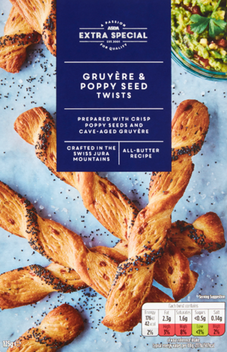 Asda Extra Special Gruyere & Poppy Seed Twists, Arden Fine Foods