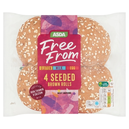 Asda Free From Seeded Brown Rolls, Just Gluten Free Bakery