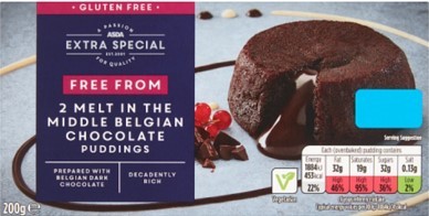Asda Extra Special Free From Melt in the Middle Belgian Chocolate Puddings