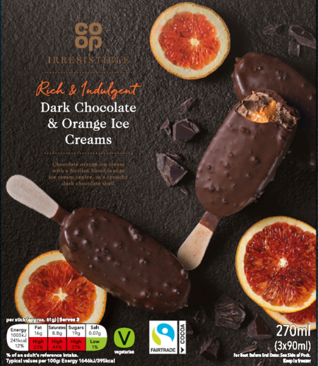 Co-op Irresistible Rich & Indulgent Dark Chocolate & Orange Ice Creams, Froneri