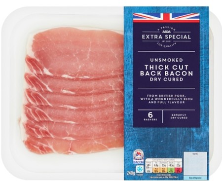 Asda Extra Special Thick Cut Dry Cured Unsmoked Back Bacon