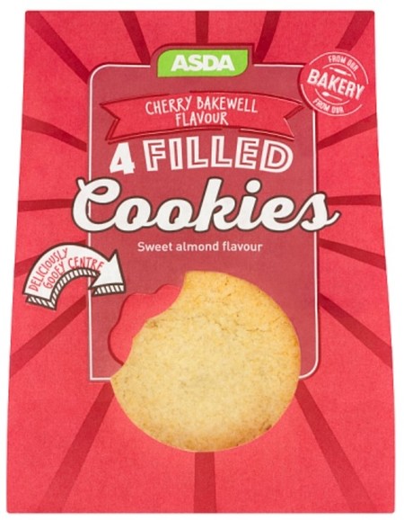 Asda Cherry Bakewell Filled Cookie, Rich Products
