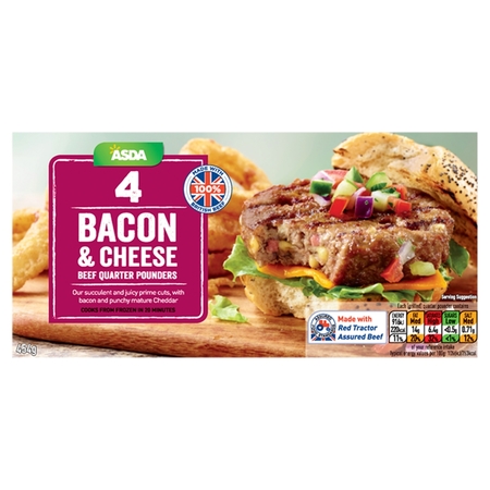 Asda Bacon & Cheese British Beef Quarter Pounders, ABP Wessex Foods