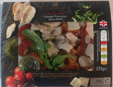 Co-op Irresistible Chicken Pomodoro Pasta Salad, Greencore Salads