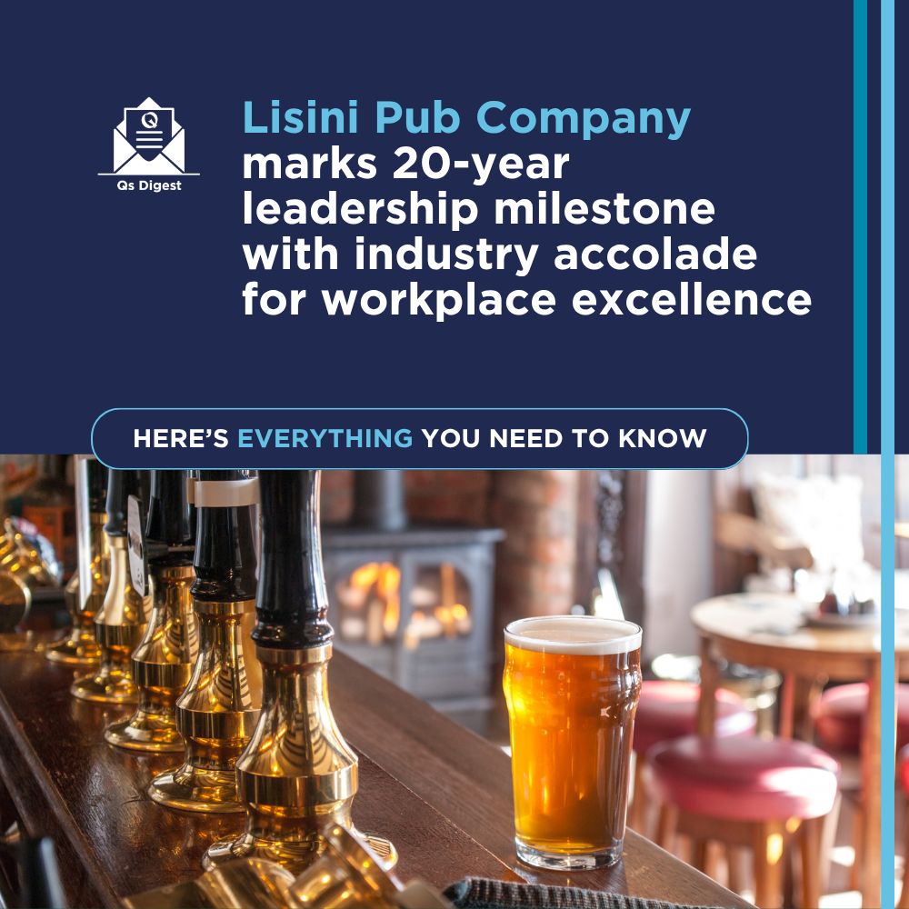 Lisini Pub Company marks 20-year leadership milestone with industry accolade for workplace excellence