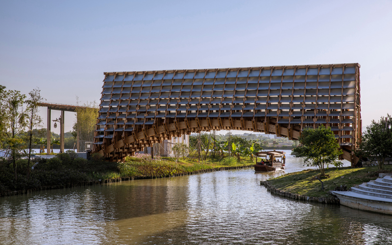 Timber Bridge in Gulou Waterfront by LUO studio