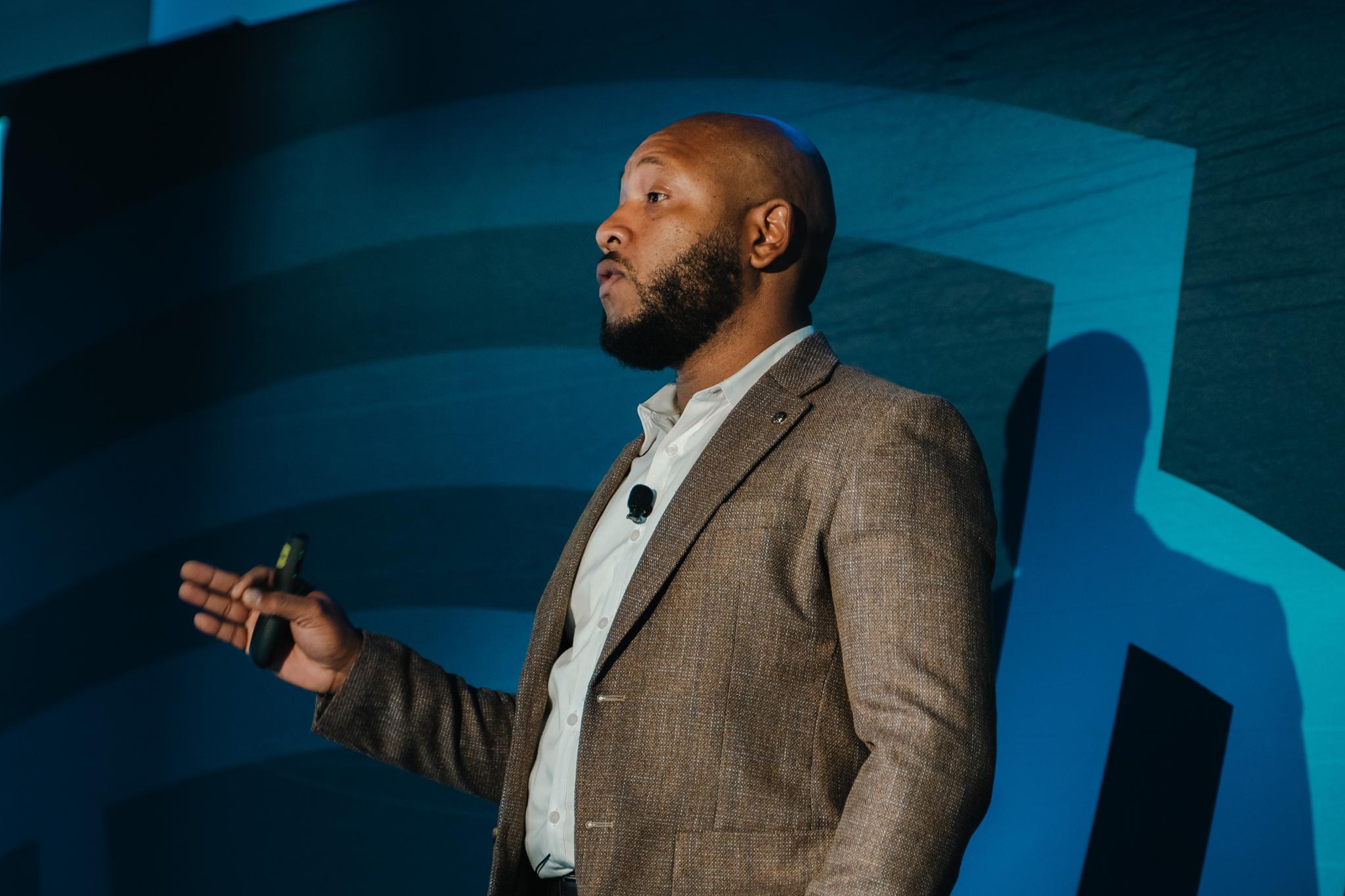 Speaker presenting at the American Food Sure Summit