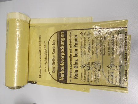 “Der Gelbe Sack” – a recycling sack made of ca. 95% recycled post-consumer plastic film by Pakufol ein Unternehmen der REMONDIS-Gruppe